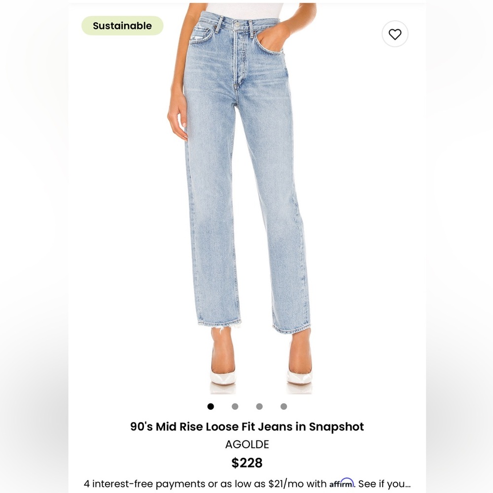 AGOLDE Women's Mid Rise Light Blue Straight Leg Jeans